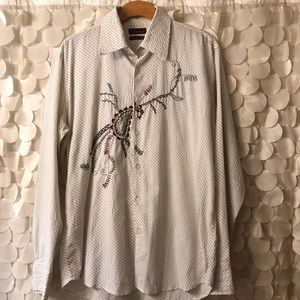 Long sleeve button down shirt with detail on front